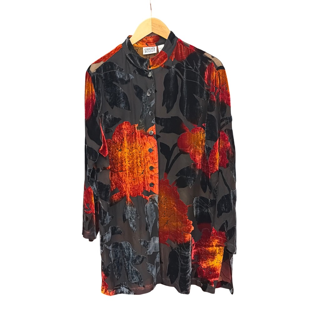 Vintage Chicos Design Burnout Velvet Tunic Whimsigoth Dark Romance Artsy Gothic